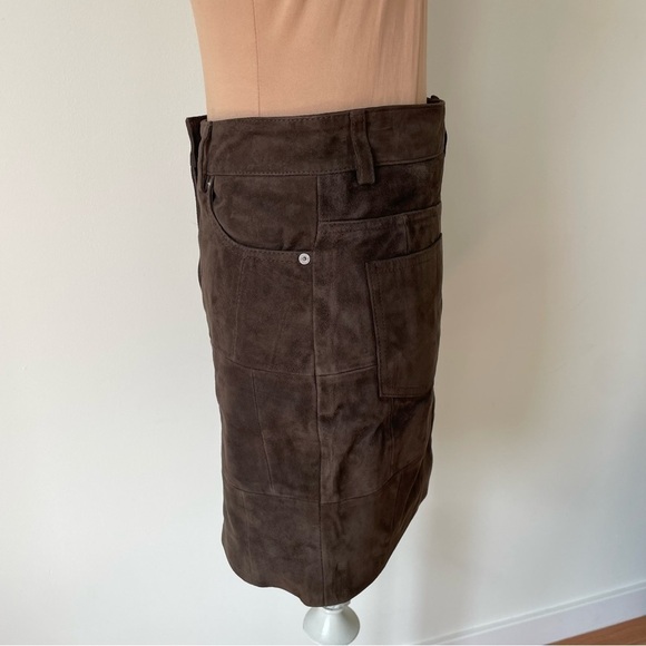 All Saints Graphite Brown Goat Leather Routledge Suede Mini Skirt EUC Size 2 - Picture 2 of 10